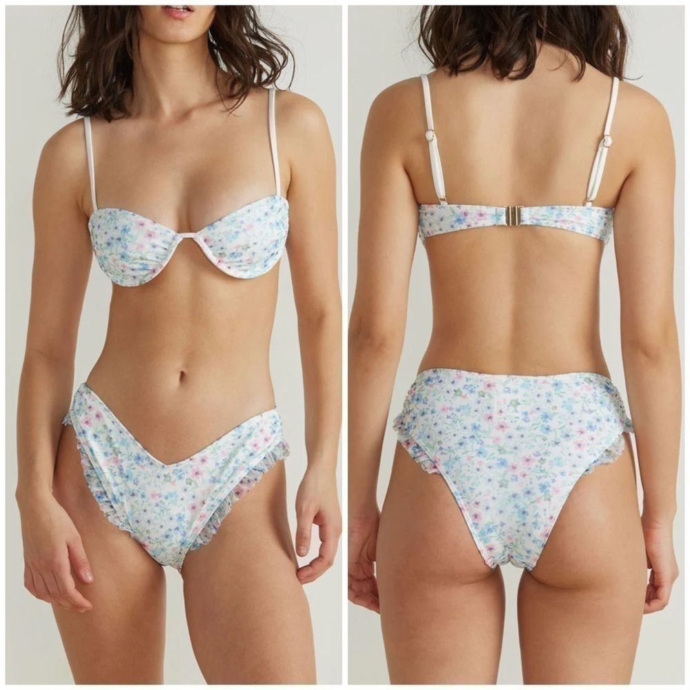 Minkpink Rubicon Underwire Bikini Top & Bikini Brief in Multi Floral Size XS
